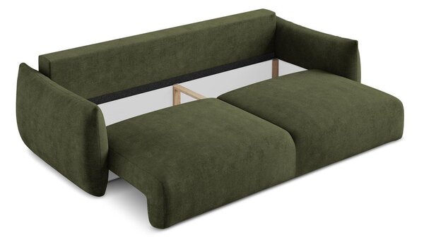 Zielona rozkładana sofa z tkaniny szenilowej 230 cm Leila – Makamii