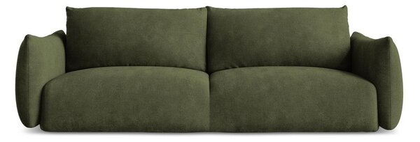 Zielona rozkładana sofa z tkaniny szenilowej 230 cm Leila – Makamii