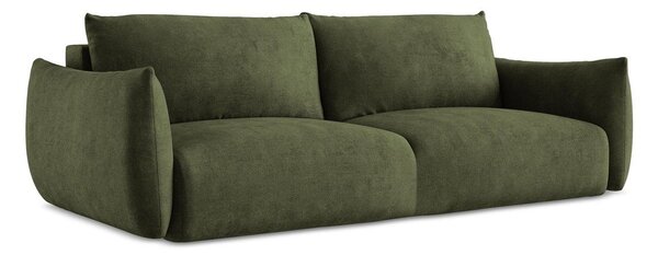 Zielona rozkładana sofa z tkaniny szenilowej 230 cm Leila – Makamii