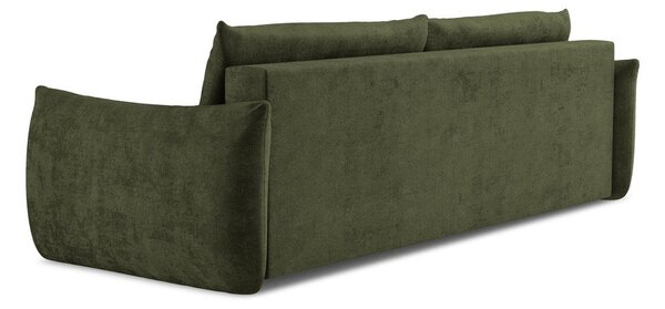 Zielona rozkładana sofa z tkaniny szenilowej 230 cm Leila – Makamii