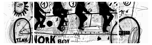 Obraz - Praca zespołowa, jazda na rowerze (170x50 cm)