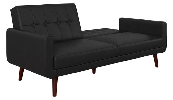 Czarna rozkładana sofa z imitacji skóry 200 cm Nola – Støraa