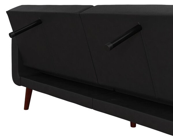 Czarna rozkładana sofa z imitacji skóry 200 cm Nola – Støraa