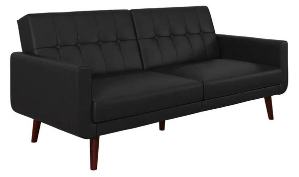 Czarna rozkładana sofa z imitacji skóry 200 cm Nola – Støraa