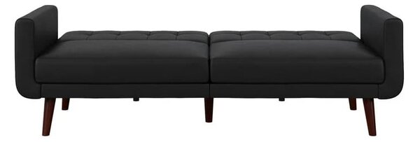 Czarna rozkładana sofa z imitacji skóry 200 cm Nola – Støraa