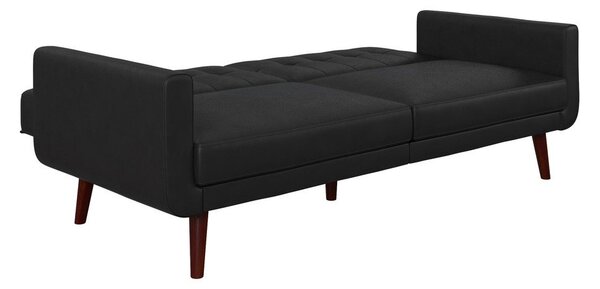 Czarna rozkładana sofa z imitacji skóry 200 cm Nola – Støraa