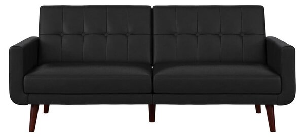 Czarna rozkładana sofa z imitacji skóry 200 cm Nola – Støraa