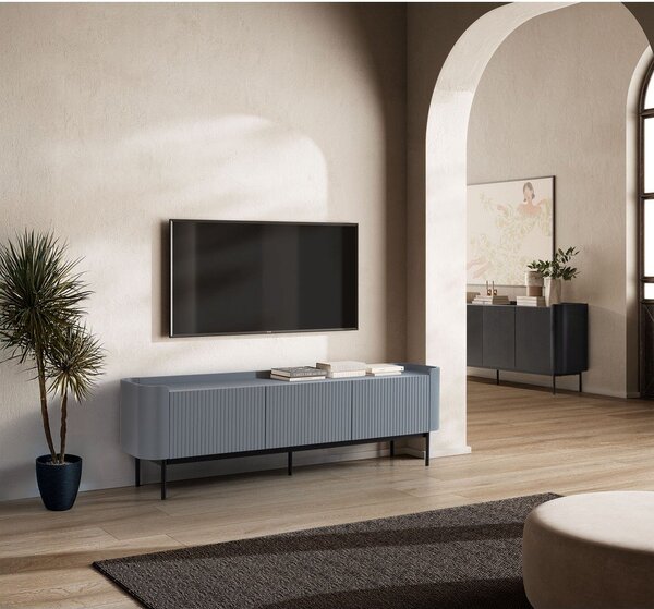 Szaroniebieska szafka pod TV 180x55x40 cm Willa – MOME