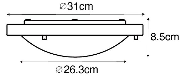 Zewnetrzna Nowoczesna lampa sufitowa biała 31 cm IP44 - Yuma Oswietlenie zewnetrzne