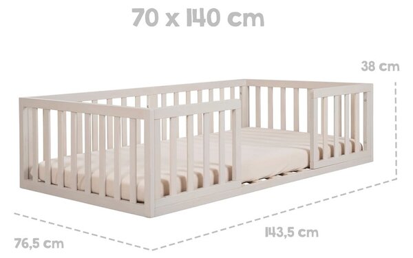 Jasnoszare łóżko dziecięce ze stelażem 70x140 cm – Roba