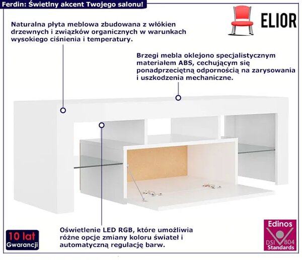Biała szafka RTV z oświetleniem LED H0-L44