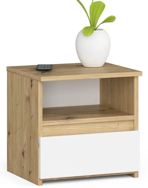 Szafka Nocna W Stylu Skandynawskim Dąb Artisan + Biały B6-E11