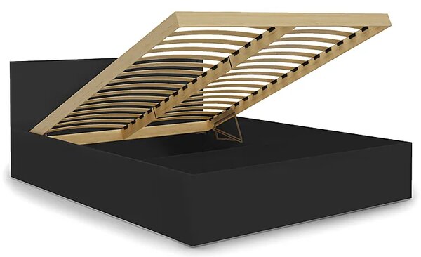 Czarne łóżko dwuosobowe z materacem 140x200 M7-M54