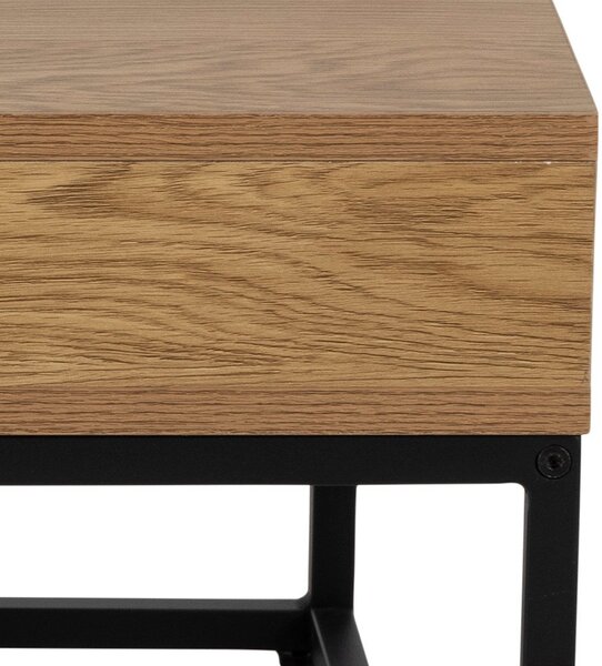 Stolik z blatem w dekorze dębu w ciemnym naturalnym kolorze 80x80 cm Willford – Actona