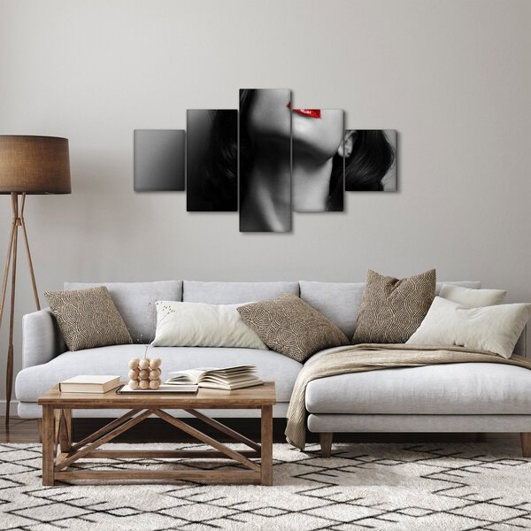Obraz - Portret kobiety z czerwoną szminką (125x70 cm)