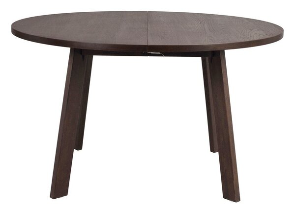 Ciemnobrązowy okrągły rozkładany stół w dekorze dębu ø 130 cm Glenside – Rowico