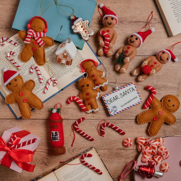 Tekstylne ozdoby świąteczne zestaw 2 szt. wykonane ręcznie 6,5 cm Gingerbread Couple – Sass & Belle