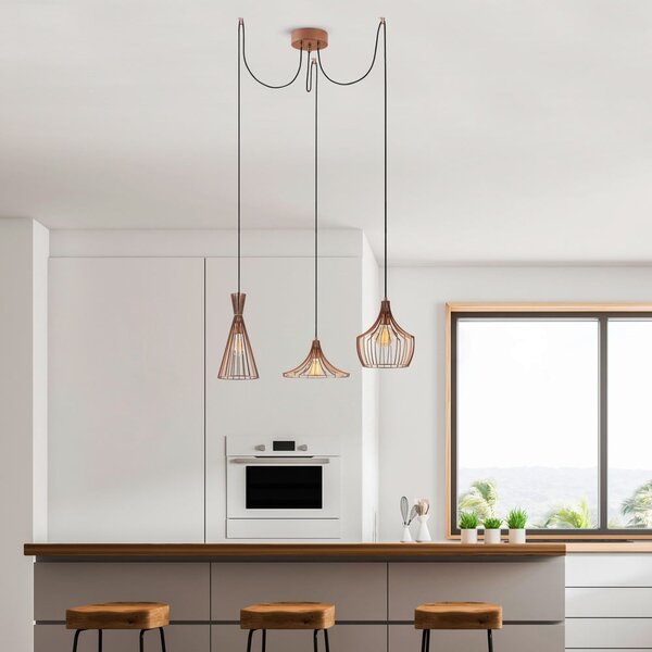 Lampa wisząca w kolorze miedzi z metalowym kloszem Mezopotamya – Opviq lights