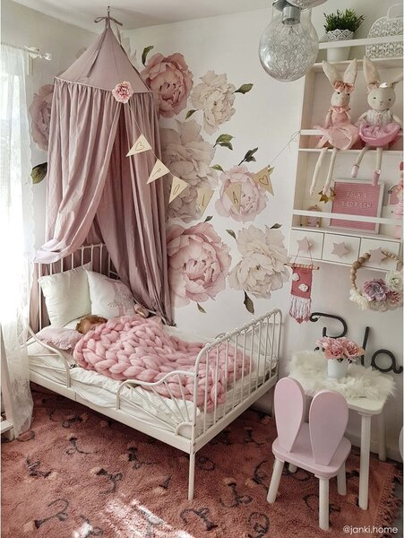 Różowy bawełniany dywan dziecięcy tkany ręcznie odpowiedni do prania 140x210 cm English Garden Ash Rose – Lorena Canals