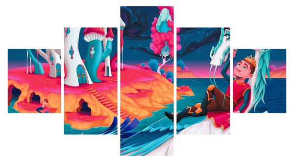 Obraz - Książę i smocza księżniczka (125x70 cm)