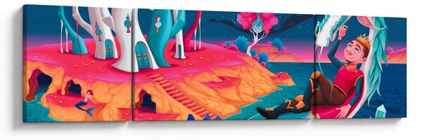 Obraz - Książę i smocza księżniczka (170x50 cm)