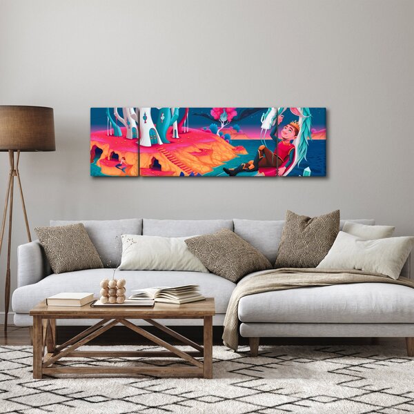 Obraz - Książę i smocza księżniczka (170x50 cm)