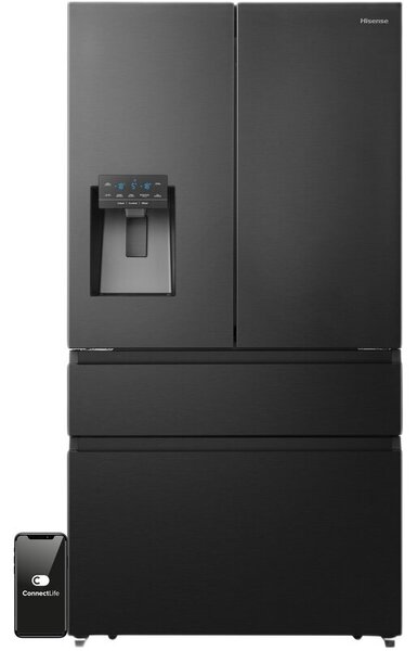 Lodówka HISENSE RF728N4SBFE MD Side by Side No Frost 178.5cm Czarna Kostkarka Wi-Fi ConnectLife My Fresh Choice