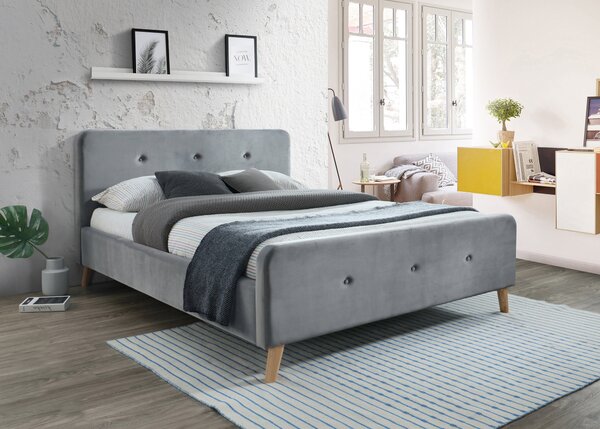 Łóżko tapicerowane MALMO 180 x 200 cm szare