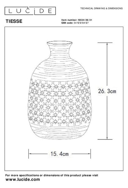 TIESSE porcelanowa lampa stołowa baryłka wazon z prześwitem fi 15,4cm 1xE14