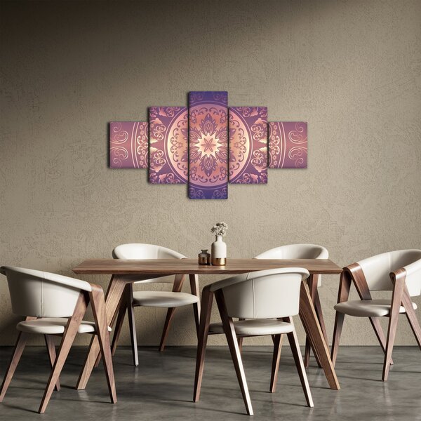Obraz - Mandala na fioletowym gradiencie (125x70 cm)