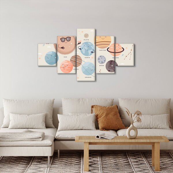 Obraz - Planety z nazwami (125x70 cm)