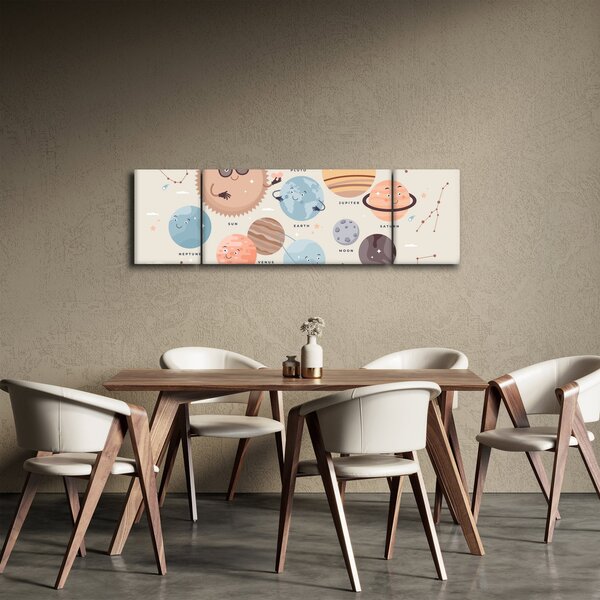 Obraz - Planety z nazwami (170x50 cm)