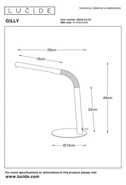 GILLY lampa biurkowa LED 5W 2700K czarna