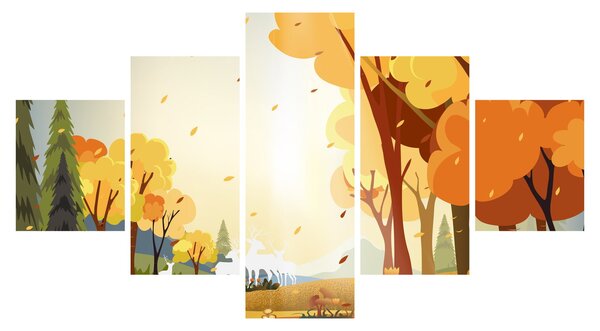 Obraz - Jesienny krajobraz, ilustracja (125x70 cm)