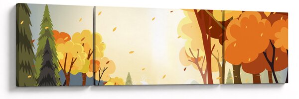 Obraz - Jesienny krajobraz, ilustracja (170x50 cm)