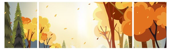 Obraz - Jesienny krajobraz, ilustracja (170x50 cm)
