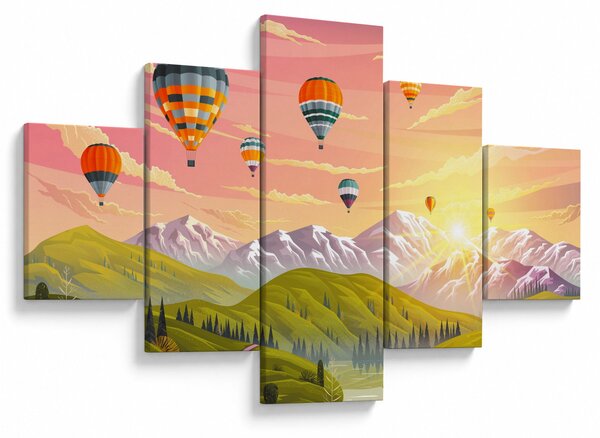 Obraz balonów nad krajobrazem (125x70 cm)