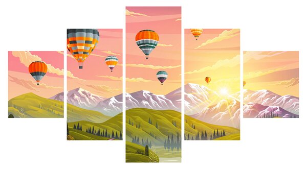 Obraz balonów nad krajobrazem (125x70 cm)