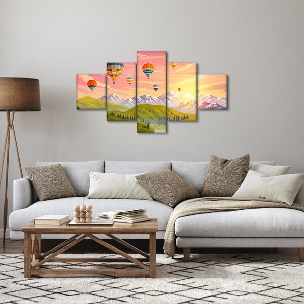 Obraz balonów nad krajobrazem (125x70 cm)