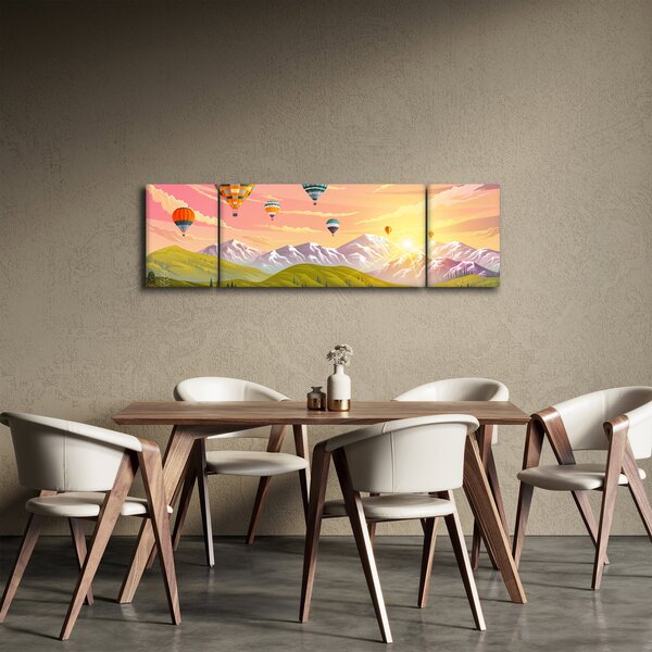 Obraz balonów nad krajobrazem (170x50 cm)