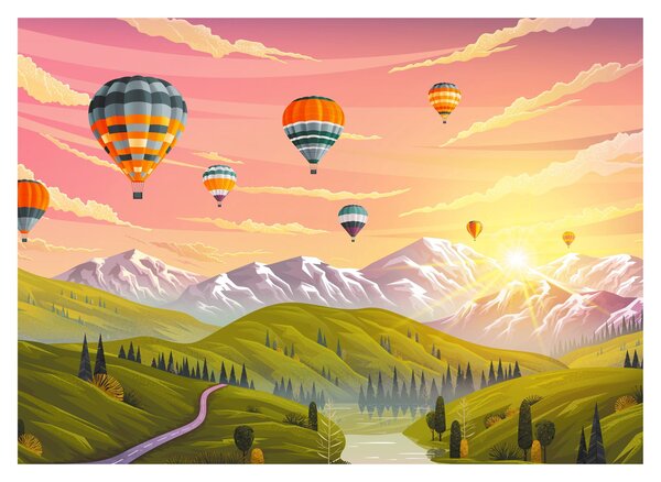 Obraz balonów nad krajobrazem (70x50 cm)