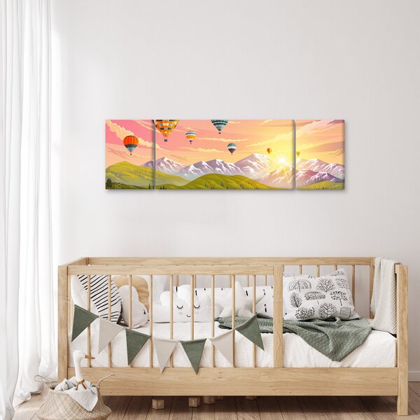 Obraz balonów nad krajobrazem (170x50 cm)