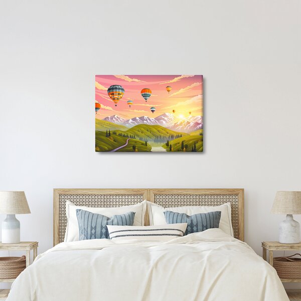 Obraz balonów nad krajobrazem (70x50 cm)