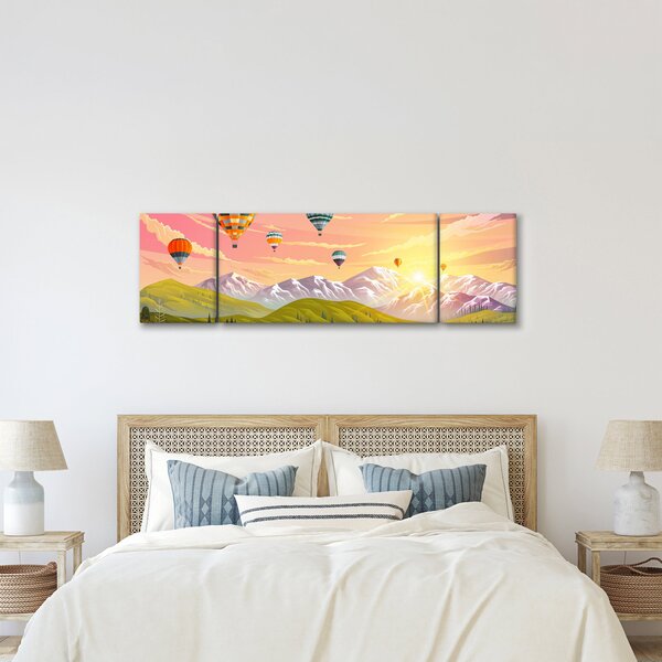 Obraz balonów nad krajobrazem (170x50 cm)