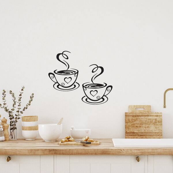 PIPPER | Naklejka na ścianę - "Filiżanki do kawy" 24x29 cm