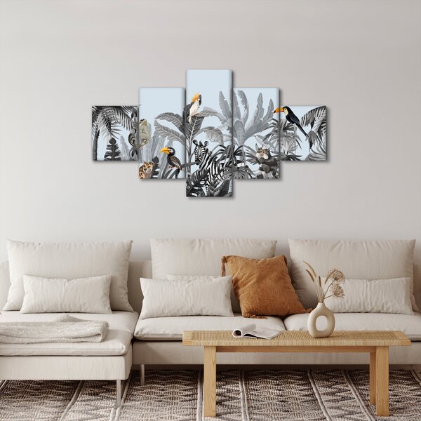Obraz zwierząt w tropikalnym lesie (125x70 cm)