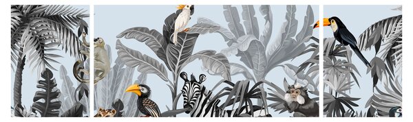 Obraz zwierząt w tropikalnym lesie (170x50 cm)
