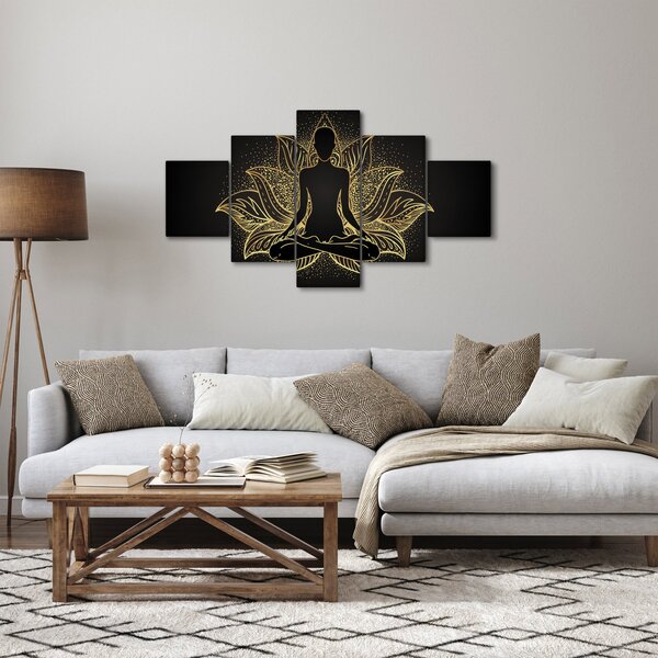 Obraz sylwetki w kwiecie lotosu (125x70 cm)