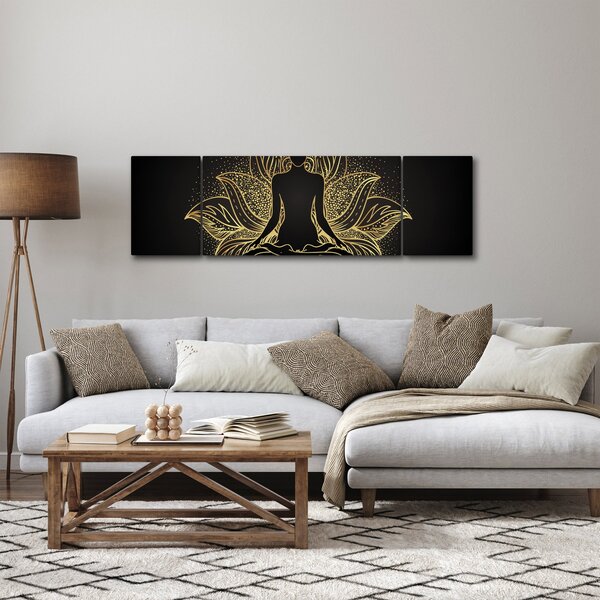 Obraz sylwetki w kwiecie lotosu (170x50 cm)