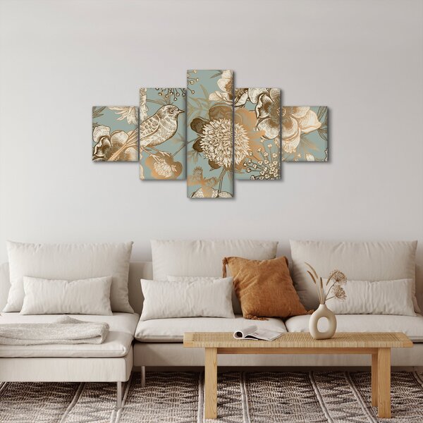 Obraz złotych kwiatów (125x70 cm)